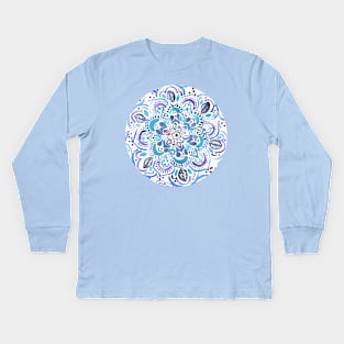 The Blues - Watercolour Mandala Kids Long Sleeve T-Shirt